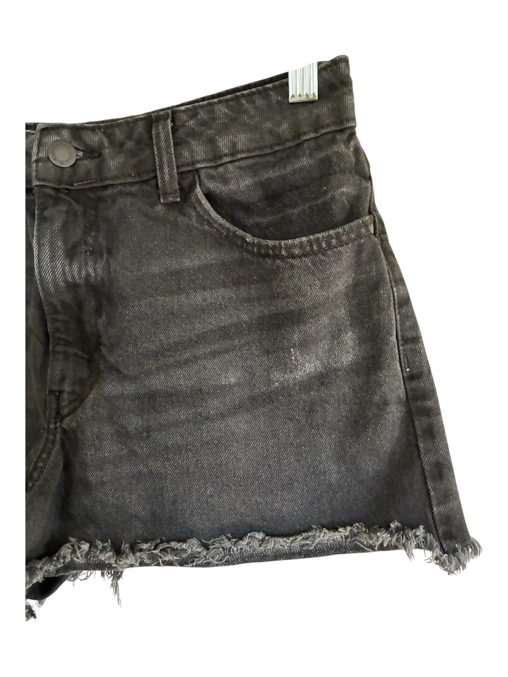 Wrangler Black Grunge High Rise Vintage Distressed Raw Hem Denim Shorts Size 10 - Picture 4 of 9